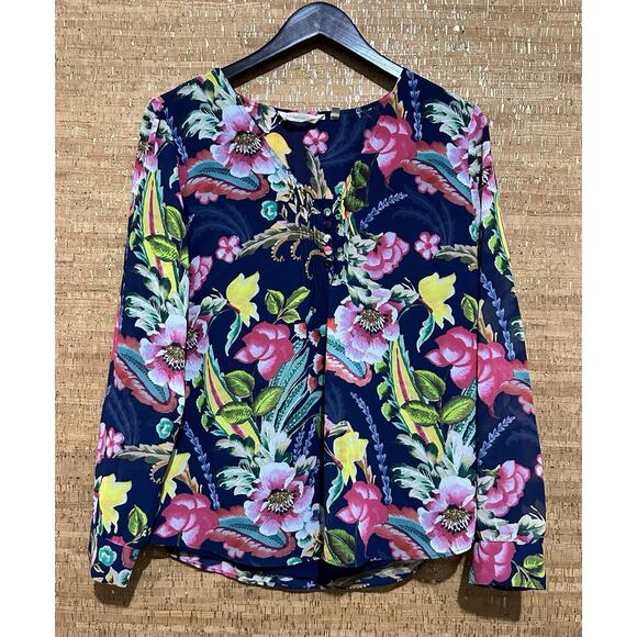 Soft Surroundings Floral Blouse Womens M Long Sleeve Multicolor - Picture 1 of 6